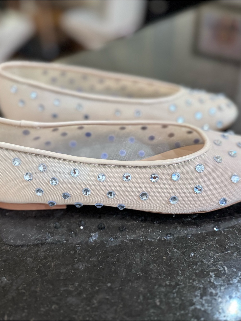 Steve Madden Viv Natural Rhinestone Flats Size 6 - Picture 4 of 8